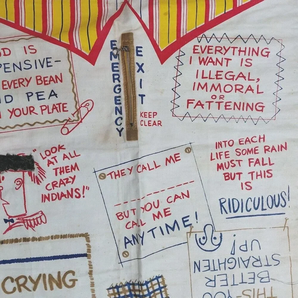 Vintage Parvin Creation Printed Graphic Mens Apron Silly Zany Funny Humor Kitsch